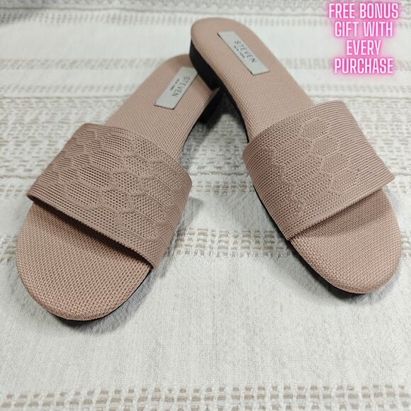 Steven New York Pink Beige Knit Slide Sandals Size 7.5M – Lightweight & Chic NEW - Picture 1 of 7